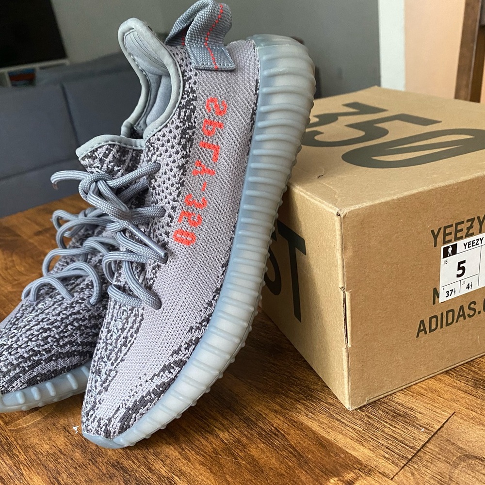 Women’s Yeezy Boost 350 (size 5) grey/ orange color